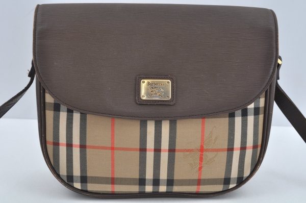 Auth BURBERRY Nova Check Shoulder Cross Body Bag Canvas Leather Beige L0278 Online Sale