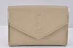 Authentic YVES SAINT LAURENT Vintage Clutch Hand Bag Purse Leather Beige 2749K For Discount