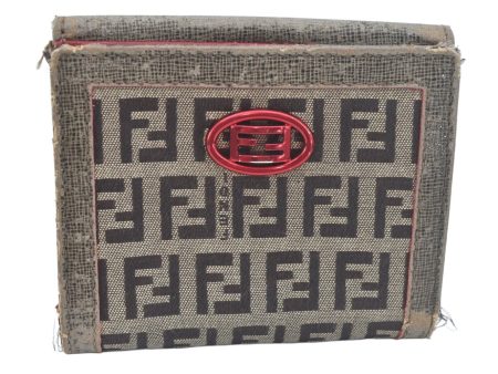 Authentic FENDI Zucchino Bifold Wallet Purse Canvas Leather Brown L0629 For Sale