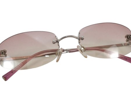 Authentic CHANEL Sunglasses CC Logos CoCo Mark Titanium 4002 Pink Clear 4771K on Sale