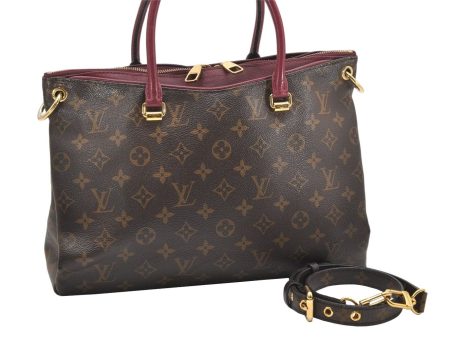 Auth Louis Vuitton Monogram Pallas 2Way Shoulder Hand Bag Purple M42810 LV 6453K Fashion