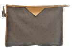 Authentic YVES SAINT LAURENT Clutch Hand Bag Purse PVC Leather Gray 3564H Online Hot Sale