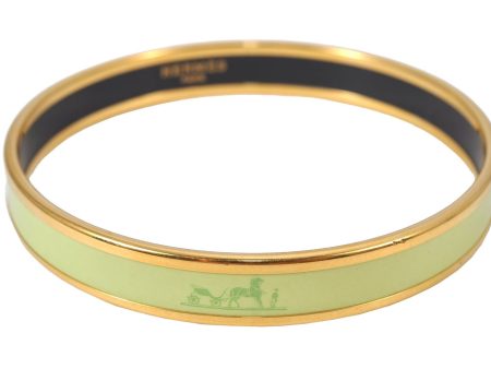 Authentic HERMES Email PM Bangle Horse Carriage Motif Gold Light Green 4198K Hot on Sale