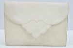 Authentic YVES SAINT LAURENT Clutch Hand Bag Purse Leather White L0270 Supply