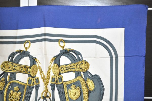 Authentic HERMES Carre 90 Scarf  BRIDES de GALA par  Silk Blue 3120K Supply