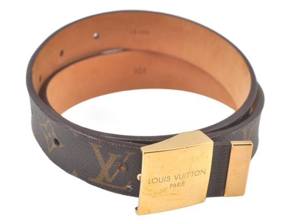 Auth Louis Vuitton Monogram Ceinture Carre 70cm 27.6  M6800 Leather Belt 7551K Online now