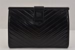 Authentic YVES SAINT LAURENT Vintage Clutch Hand Bag Purse Leather Black 2748K For Sale