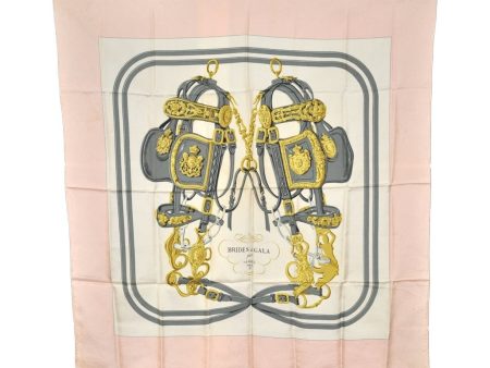 Authentic HERMES Carre 90 Scarf  BRIDES de GALA par   Silk Pink 4060K Sale