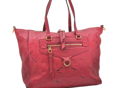 Auth Louis Vuitton Monogram Empreinte Lumineuse PM Tote Bag Red Junk 5025K For Discount