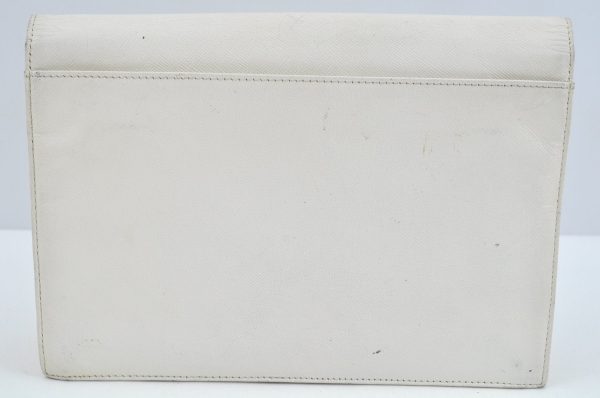 Authentic YVES SAINT LAURENT Clutch Hand Bag Purse Leather White L0270 Supply