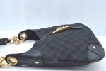 Auth GUCCI New Jackie Shoulder Hand Bag GG Canvas Leather 120888 Black L0343 Online now