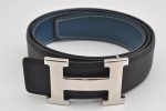 Authentic HERMES Constance Leather Belt Size 75cm 29.5  Black Navy Box 3070K Cheap