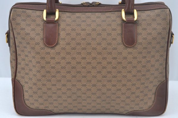 Authentic GUCCI Micro GG PVC Leather Hand Boston Bag Brown Junk L0633 Online