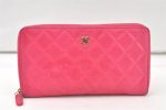 Authentic CHANEL Vintage Lamb Skin Matelasse Long Wallet Purse Pink CC 6469K Online Hot Sale