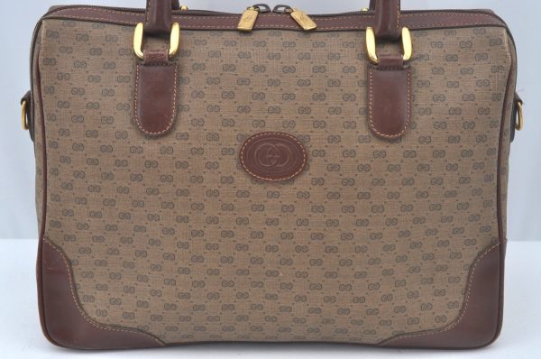 Authentic GUCCI Micro GG PVC Leather Hand Boston Bag Brown Junk L0633 Online