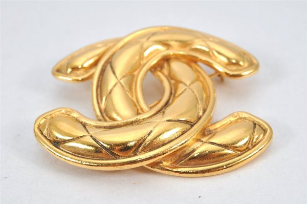 Authentic CHANEL Vintage CoCo Mark Pin Brooch Gold Plating 3798K Online Hot Sale