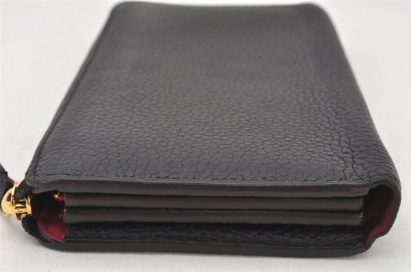 Authentic Louis Vuitton Taurillon Portefeuille Comet Wallet M63102 Black 6320K Hot on Sale