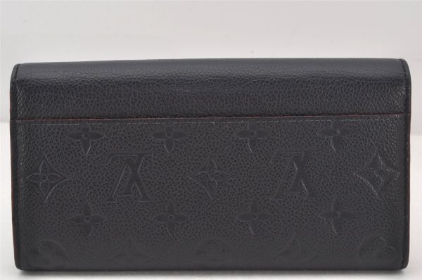 Authentic Louis Vuitton Monogram Empreinte Portefeuille Sarah Wallet Navy 6436K For Discount