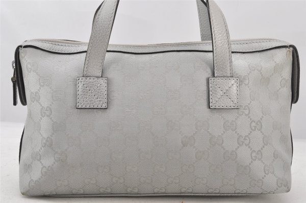 Authentic GUCCI Hand Bag Purse GG Canvas Leather 264210 Silver Junk 6487K Online now