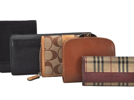 Auth BURBERRY Burberrys COACH Wallet Key Case Canvas Leather Brown 5Set 4926K Sale