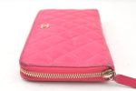 Authentic CHANEL Vintage Lamb Skin Matelasse Long Wallet Purse Pink CC 6469K Online Hot Sale