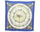 Authentic HERMES Carre 90 Scarf  LA PROMENADE DE LONGCHAMPS  Silk Blue K8378 Discount