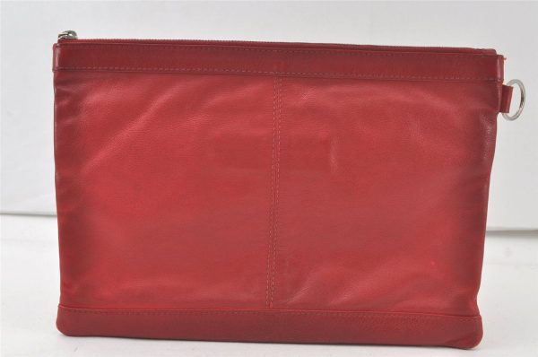 Authentic BALENCIAGA Classic Clip M Clutch Hand Bag Leather 273023 Red 6794K Online now