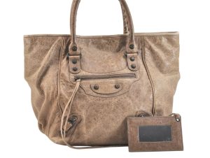 Authentic BALENCIAGA Classic The Sunday Tote Hand Bag Leather 228750 Brown 7567K For Cheap