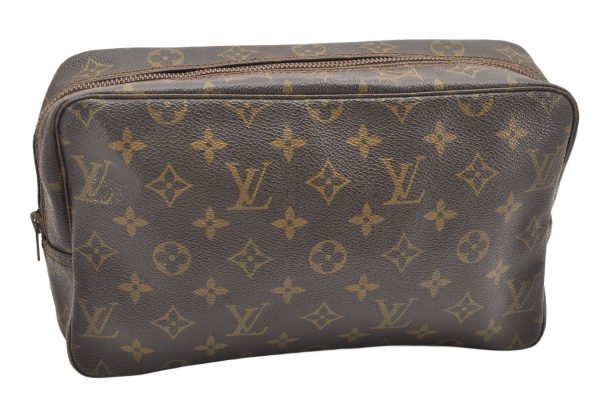 Auth Louis Vuitton Monogram Trousse Toilette 28 Clutch Hand Bag Old Model 4095K on Sale