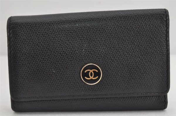 Authentic CHANEL Caviar Skin CoCo Button 6 Hooks Key Case Purse Black 3562K Online Sale