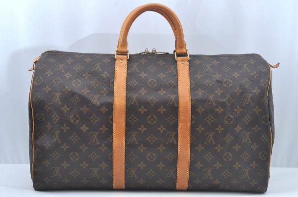 Authentic Louis Vuitton Monogram Keepall 50 Travel Boston Bag M41426 LV L0318 For Sale