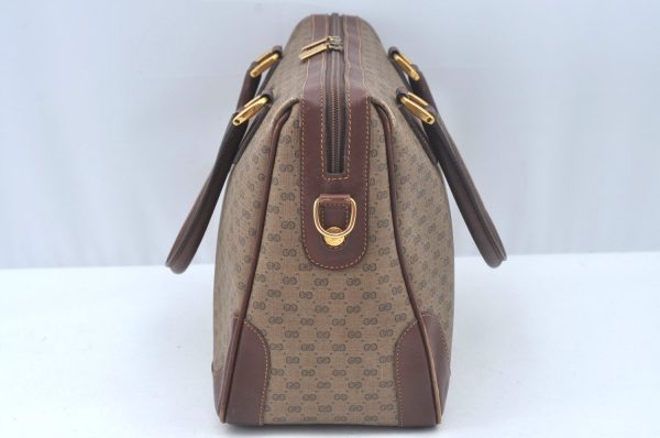 Authentic GUCCI Micro GG PVC Leather Hand Boston Bag Brown Junk L0633 Online