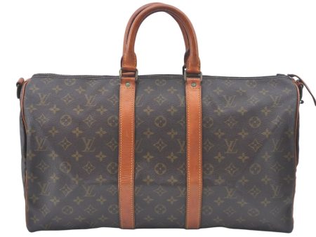 Auth Louis Vuitton Monogram Keepall Bandouliere 45 Boston Bag Old Model LV L0162 For Discount