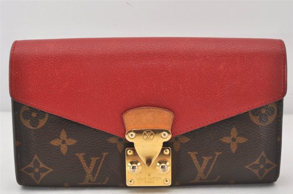 Authentic Louis Vuitton Monogram Portefeuille Pallas Wallet Red M58414 LV 6450K Discount