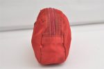 Authentic PRADA Vintage Nylon Tessuto Leather Pouch Purse Red 4368K Hot on Sale