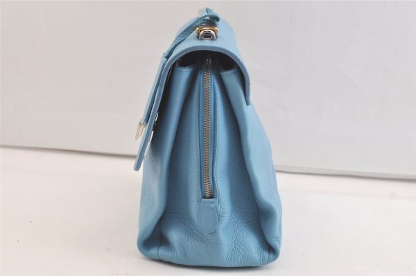 Authentic BALENCIAGA Le Dix 2Way Shoulder Hand Bag Leather 391568 Blue 3489K Hot on Sale