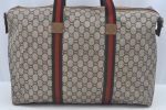 Authentic GUCCI Web Sherry Line Travel Boston Bag GG Plus PVC Brown L0625 Online Hot Sale