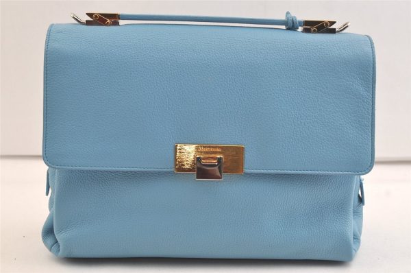 Authentic BALENCIAGA Le Dix 2Way Shoulder Hand Bag Leather 391568 Blue 3489K Hot on Sale