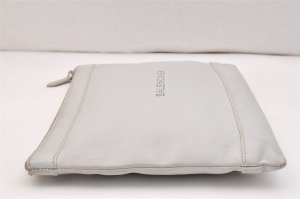 Authentic BALENCIAGA Clip M Logo Clutch Bag Purse Calf Skin 373834 White 7538K Online Hot Sale