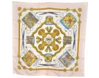 Authentic HERMES Carre 90 Scarf  LES TAMBOURS   Silk Pink 2472K For Sale