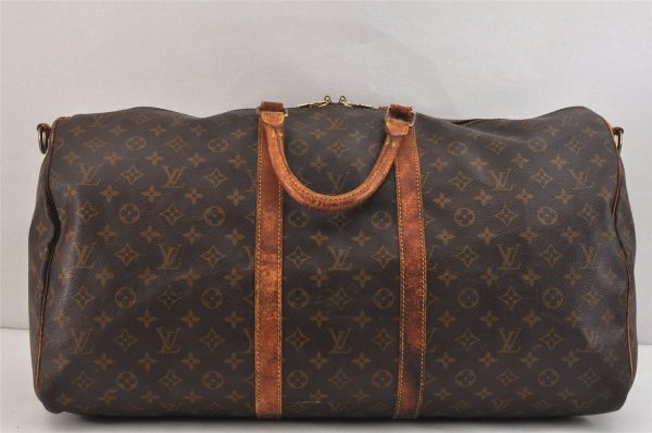 Authentic Louis Vuitton Monogram Keepall Bandouliere 55 M41414 Boston Bag 7178K Online Sale