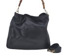 Authentic GUCCI Bamboo 2way Sholuder Bag Leather Black Junk L0622 Hot on Sale