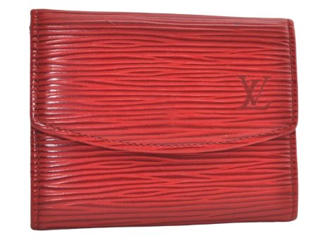 Authentic Louis Vuitton Epi Porte Monnaie Simple Coin Purse Red M63417 LV 4672K on Sale