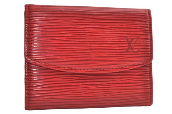 Authentic Louis Vuitton Epi Porte Monnaie Simple Coin Purse Red M63417 LV 4672K on Sale