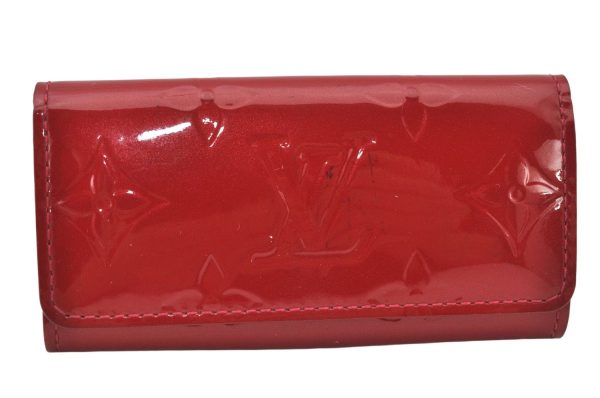 Authentic Louis Vuitton Vernis Multicles 4 Four Hooks Key Case M91976 Red 4879K Online now