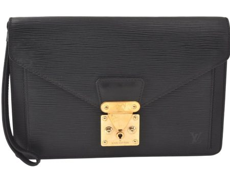 Auth Louis Vuitton Epi Pochette Sellier Dragonne Clutch Bag M52612 Black 4456K For Cheap