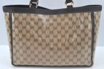 Authentic GUCCI GG Crystal Shoulder Tote Bag PVC Leather Brown L0590 For Cheap