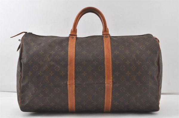 Authentic Louis Vuitton Monogram Keepall 50 Travel Boston Bag Old Model LV 7148K For Sale