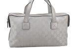 Authentic GUCCI Hand Bag Purse GG Canvas Leather 264210 Silver Junk 6487K Online now