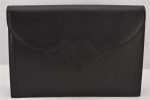 Authentic YVES SAINT LAURENT Vintage Clutch Hand Bag Purse Leather Black 7489K Discount